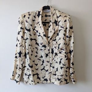 VINTAGE SILK FLORAL BUTTON FRONT BLOUSE